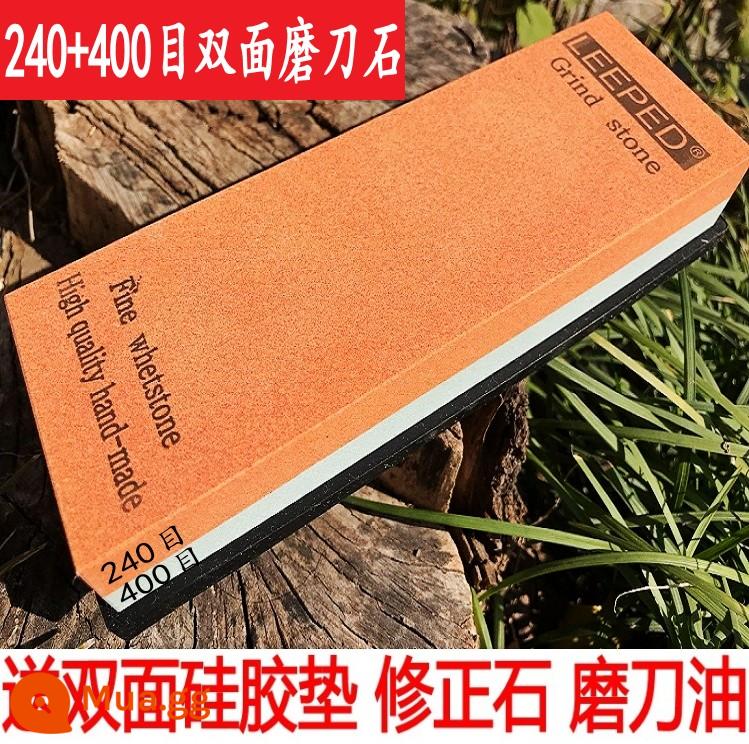 Chính Hãng 10000 Lưới Đá Mài Dao Chuyên Nghiệp 2 Mặt Màu Trắng Corundum Oilstone Đá Mài Dao Hộ Gia Đình Siêu Mịn Nhanh Mài Hiện Vật - Đá mài hai mặt 240/400 + đế silicon