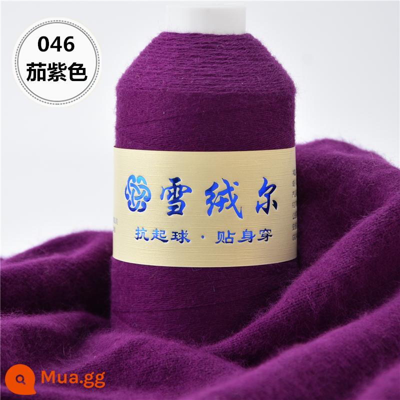 Sợi len cashmere nhung tuyết chính hãng cashmere dê 100% dệt bằng máy sợi mỏng sợi len dệt kim thủ công khăn quàng cổ trẻ em len mịn giá đặc biệt - Cà tím tím đậm 046