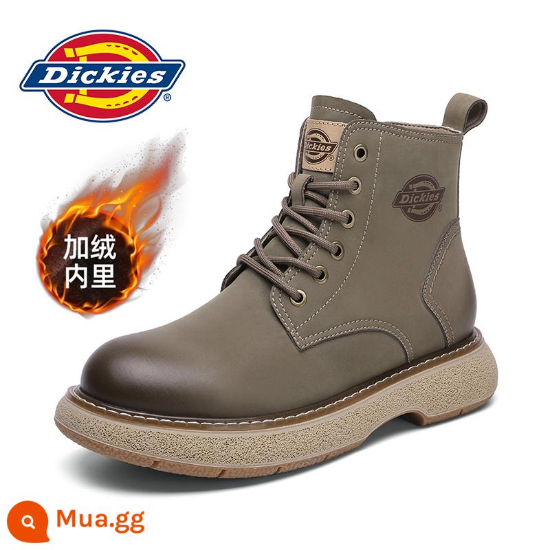 Dickies Giày Bốt Martin Nam Mùa Đông Plus Nhung Ủng Giày Cotton Cao Dụng Cụ Giày Dây Kéo Bên Hông Giày Bốt Nam - Cà phê nhẹ [cộng với phong cách nhung]