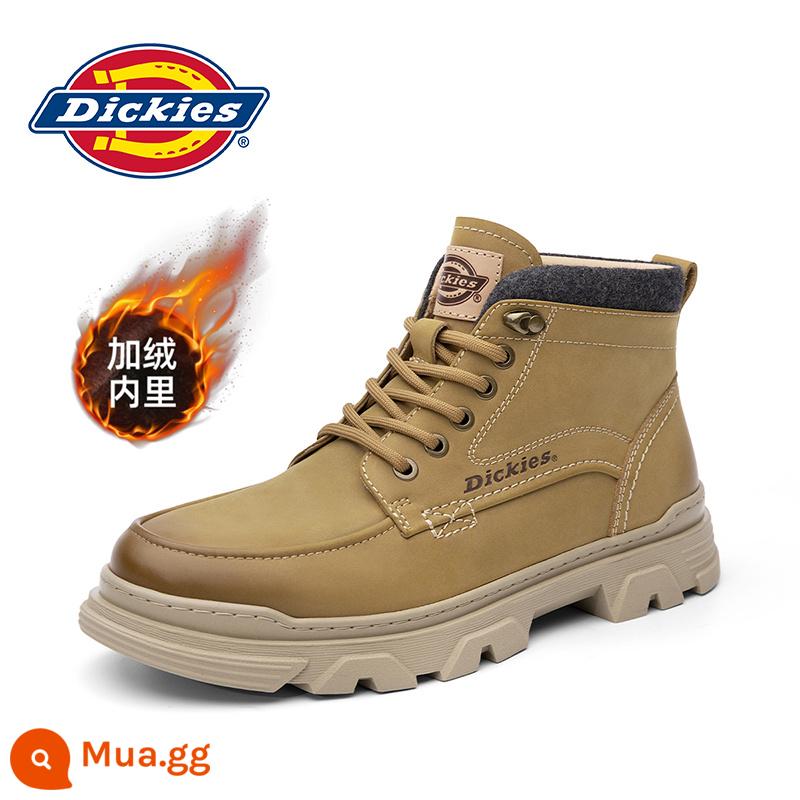 Dickies Martin Giày Bốt Nam Cao Cấp Mùa Đông Giày Cotton Plus Nhung Tuyết Giày Cổ Ngắn Nam Dụng Cụ Giày bốt Nam - Màu nâu nhạt [kiểu nhung]