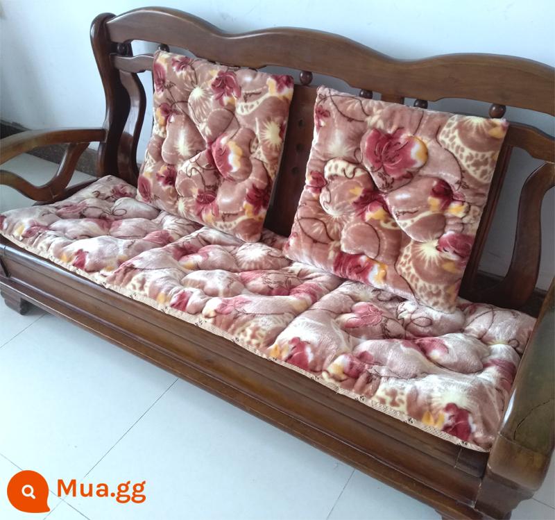 miễn phí vận chuyển mùa thu và mùa đông dày gỗ gụ sofa gỗ đệm sang trọng đệm đệm ghế sofa gỗ kết hợp chống trượt - đậu thu hải đường màu cam