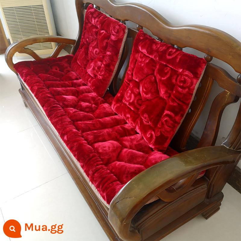 miễn phí vận chuyển mùa thu và mùa đông dày gỗ gụ sofa gỗ đệm sang trọng đệm đệm ghế sofa gỗ kết hợp chống trượt - dâm bụt màu đỏ đơn giản