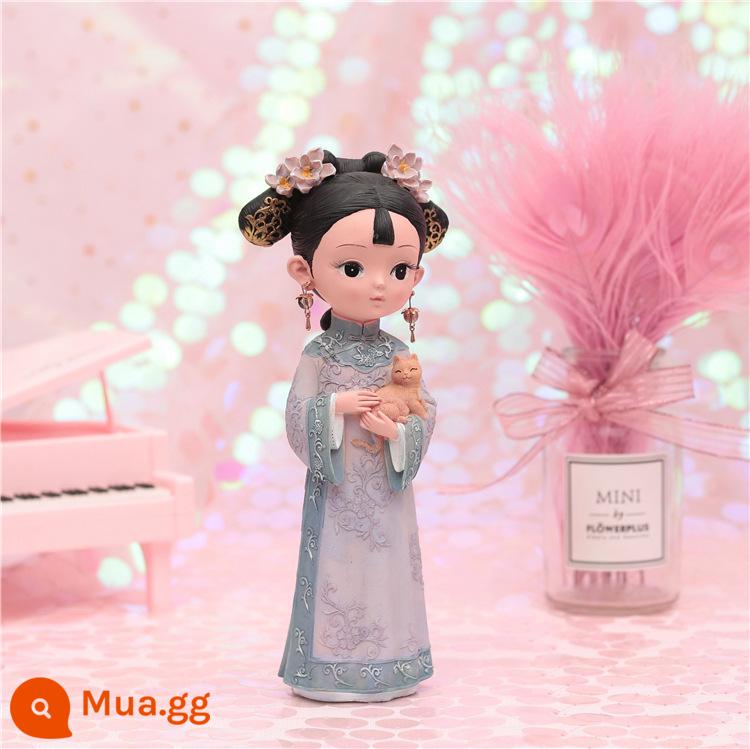 Búp bê Tử Cấm Thành Khá Gege Wenchuang Dolls Đồ trang trí Dòng Cung điện Phong cách cổ xưa Trang phục cổ đại Búp bê lụa Phong cách Trung Hoa Quà tặng nhỏ - 060-3 mèo con lớn ôm ấp