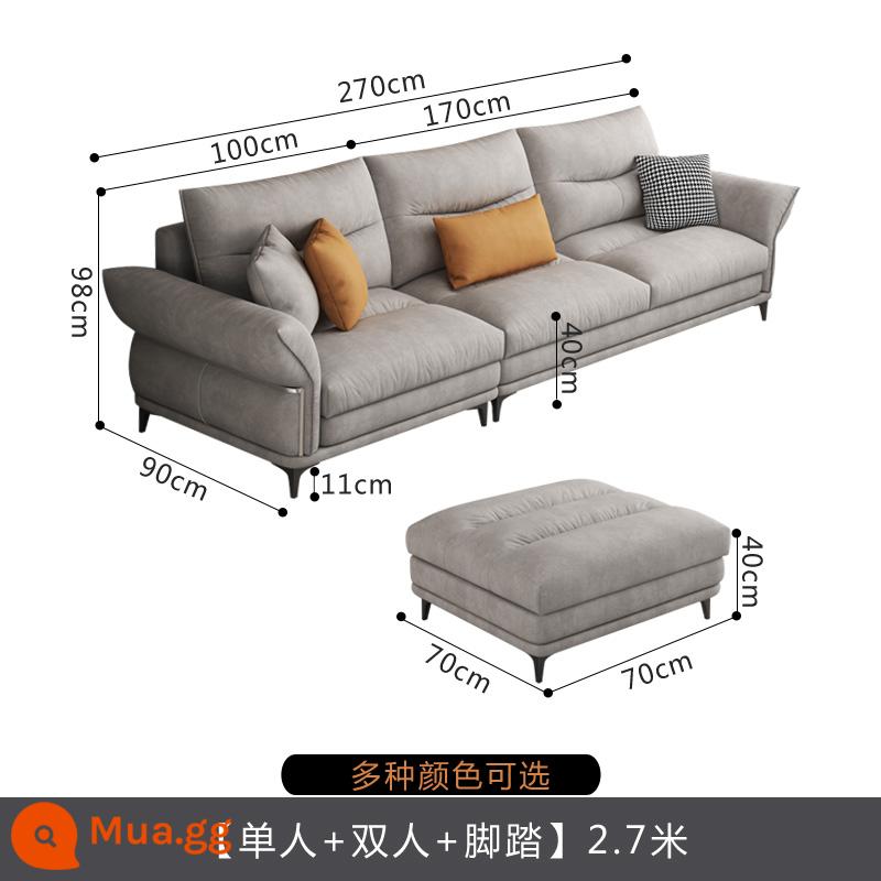 Sofa vải công nghệ vải Phong cách Ý tối giản phòng khách lưng cao căn hộ nhỏ hàng thẳng ba hoặc bốn người kem wabi-sabi - Ba người 2,7 mét + bàn đạp