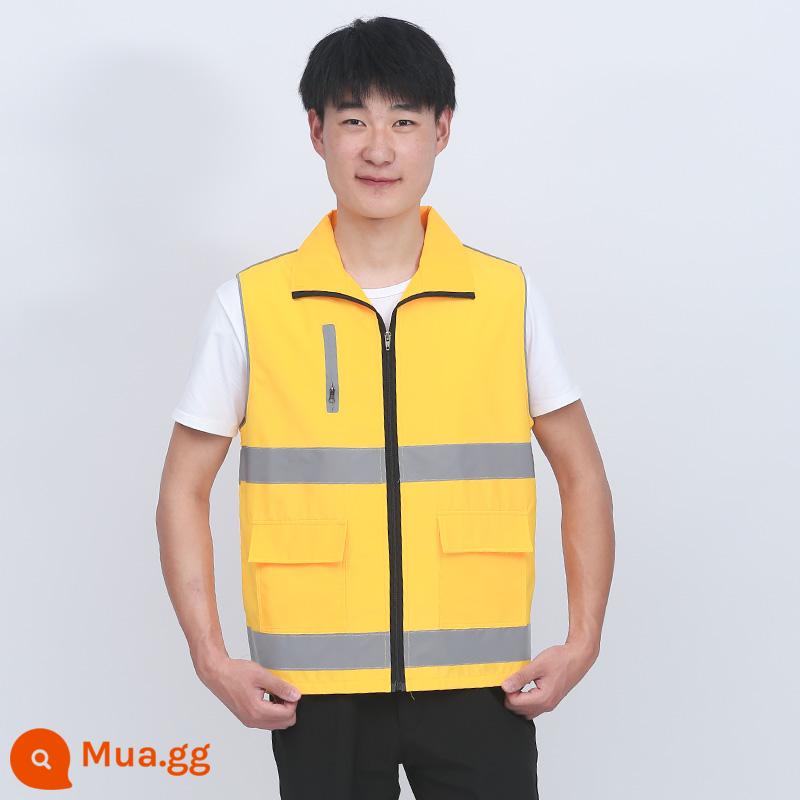 Áo phản quang áo vest quảng cáo an toàn giao thông hoạt động quản lý đường bộ áo liền quần đội tình nguyện kỹ thuật logo tùy chỉnh - kaki