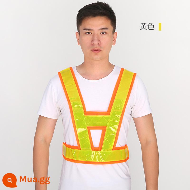 Áo phản quang Jiahu áo vest quần áo phản quang đi xe xây dựng hình chữ V quản lý giao thông đường bộ vest màu vàng và trắng có thể được in - Kiểu chữ V: dải vải màu vàng cam