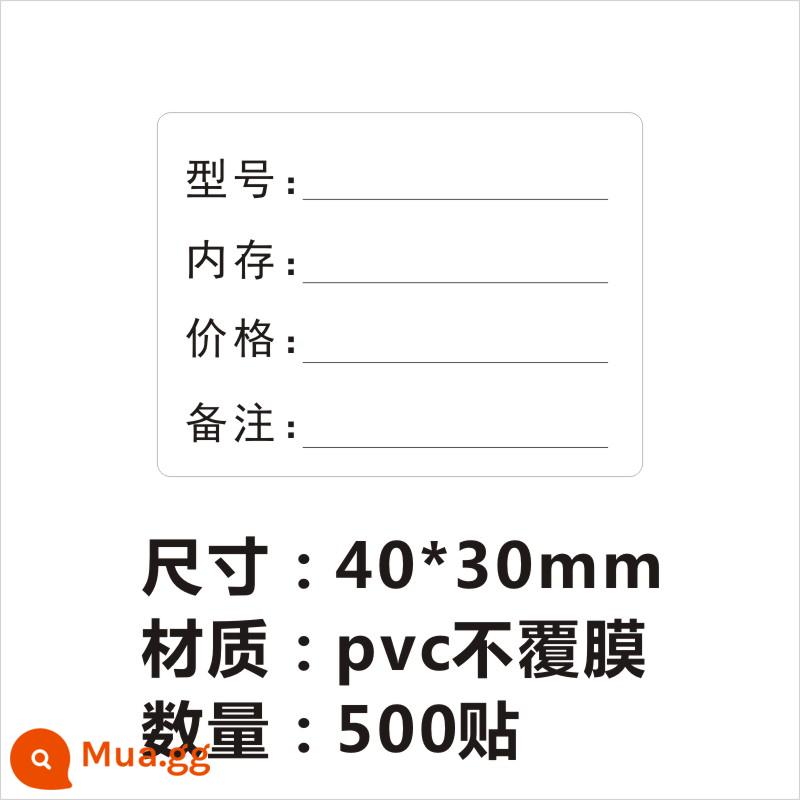 Sửa chữa máy tính bảng tự dính điện thoại di động cũ cao cấp nhãn đăng ký hồ sơ bảo hành nhãn dán mô tả lỗi - Ghi chú giá bộ nhớ mô hình nhãn dán 40*30mm500