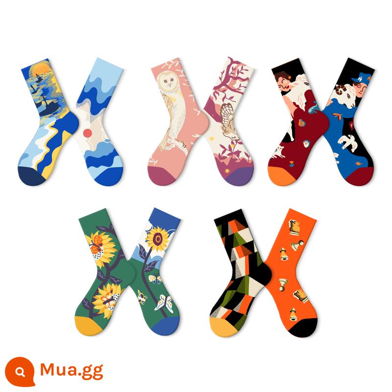 Vớ tranh sơn dầu JKN Middle Alder SOCKS SOCKS SOCTS - Tất Pastoral Life AB-5 đôi