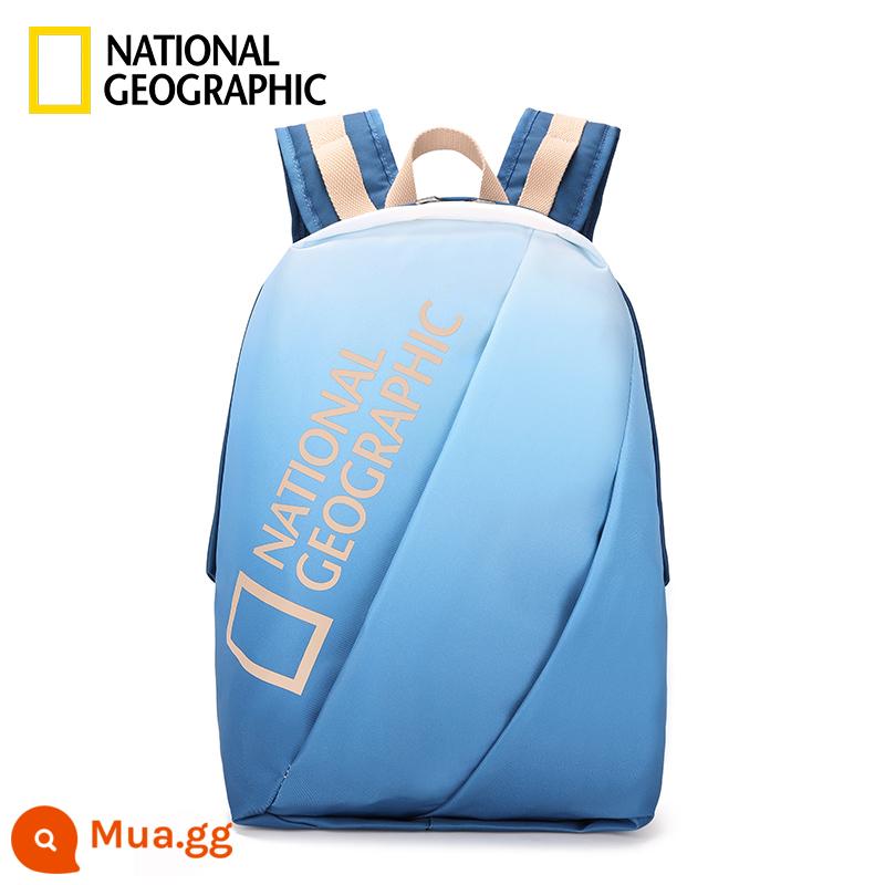 Balo National Geographic nữ học sinh cấp 3 học sinh cấp 2 máy tính 15.6 inch balo nam đi học màu gradient nhẹ nhàng huhu - độ dốc màu xanh