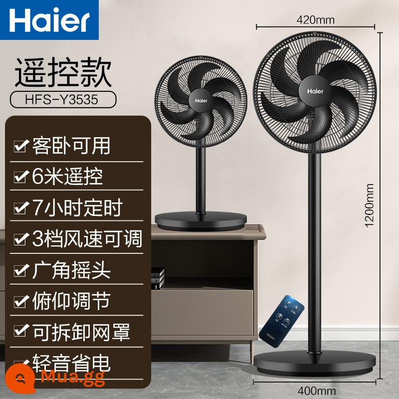 Quạt điện Haier quạt sàn gia đình để bàn kiêm dụng gió mạnh tiết kiệm năng lượng ký túc xá phòng khách phòng ngủ lắc đầu quạt điện - Model điều khiển từ xa màu đen Model cao 1,2m