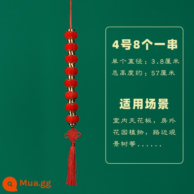 Ngày đầu năm mới đèn lồng lớn nhỏ màu đỏ bố trí cảnh cây treo không thấm nước trang trí ngoài trời đổ xô đèn chùm phong cách Trung Quốc - Số 4, 8 miếng/xiên [giá mỗi xiên]