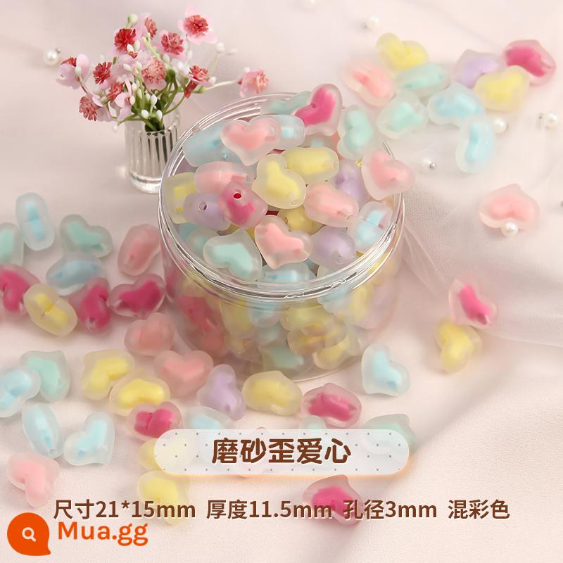 Acrylic hạt trung hạt màu kẹo hạt rời hạt bead handmade tự làm chất liệu vòng cổ handmade phụ kiện trang sức - Trái tim mờ/50 miếng/hỗn hợp màu sắc [kèm cuộn dây co giãn/4 mét]