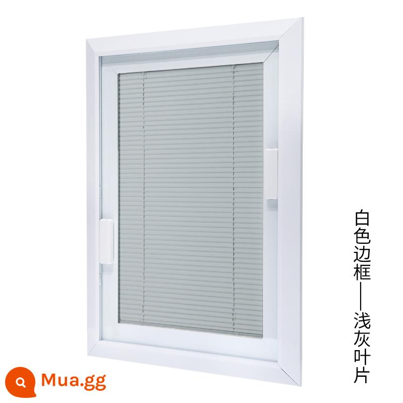 LOUVER LOUVER ALUMINUM Hợp kim được xây dựng -Trong một cửa kính bằng kính phòng trang điểm văn phòng trang điểm mở cửa rèm cửa - Khung trắng - lá xám nhạt