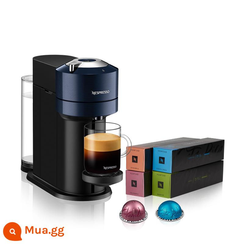 Bộ máy pha cà phê viên nén tự động NESPRESSO Vertuo Next chứa 40 viên nén do Masters sản xuất - không gian sâu thẳm màu xanh