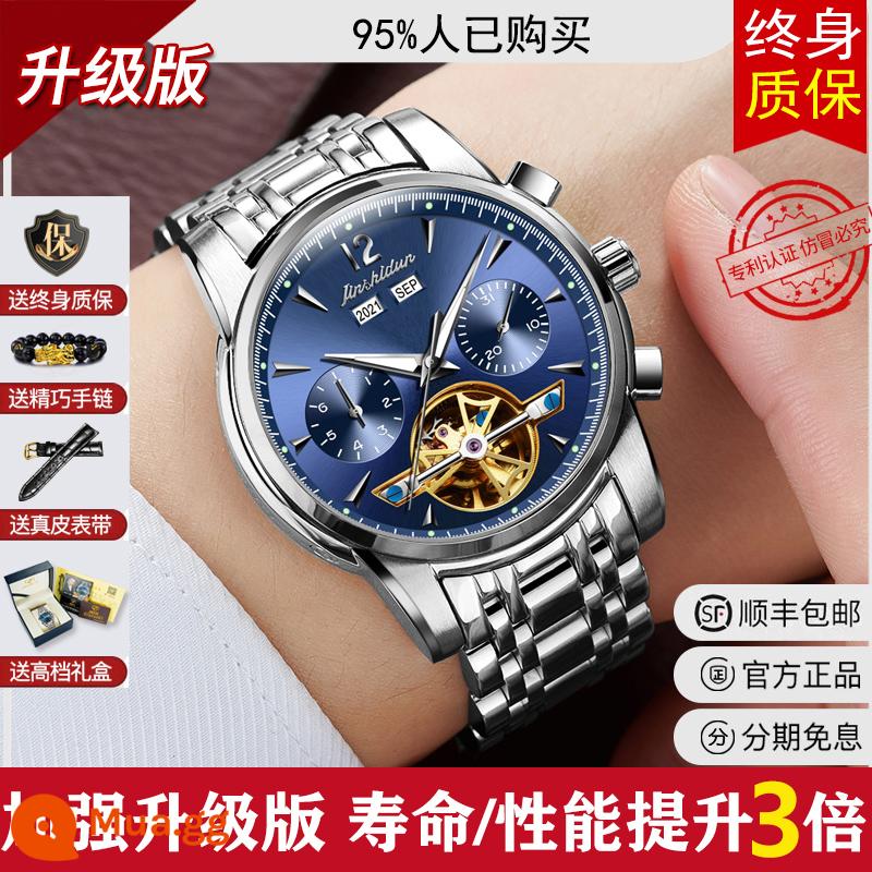 Thương hiệu nổi tiếng Thụy Sĩ đồng hồ cơ nam vàng 18k cao cấp hoàn toàn tự động tourbillon rỗng top 10 thương hiệu - Phiên bản nâng cấp bộ máy - mặt xanh tự nhiên + bảo hành trọn đời