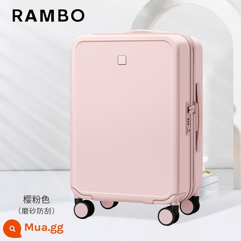 Nhật Bản RAMBO Vali Nữ Thời Trang Nam Xe Đẩy Ốp Lưng Đa Năng Bánh Xe Tắt Tiếng 20 Inch Lên Máy Bay Mật Khẩu Hộp - anh đào hồng