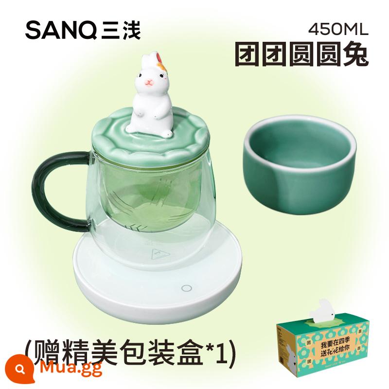 SANQ ba nông đoàn tụ ban đầu thỏ thủy tinh trà tách nước vài cô gái văn phòng có giá trị cao uống trà - Thỏ Yuanyuan + Tấm lót ly nhiệt độ không đổi thông minh 55° + Tấm lót bằng gốm + Hộp đóng gói tinh tế