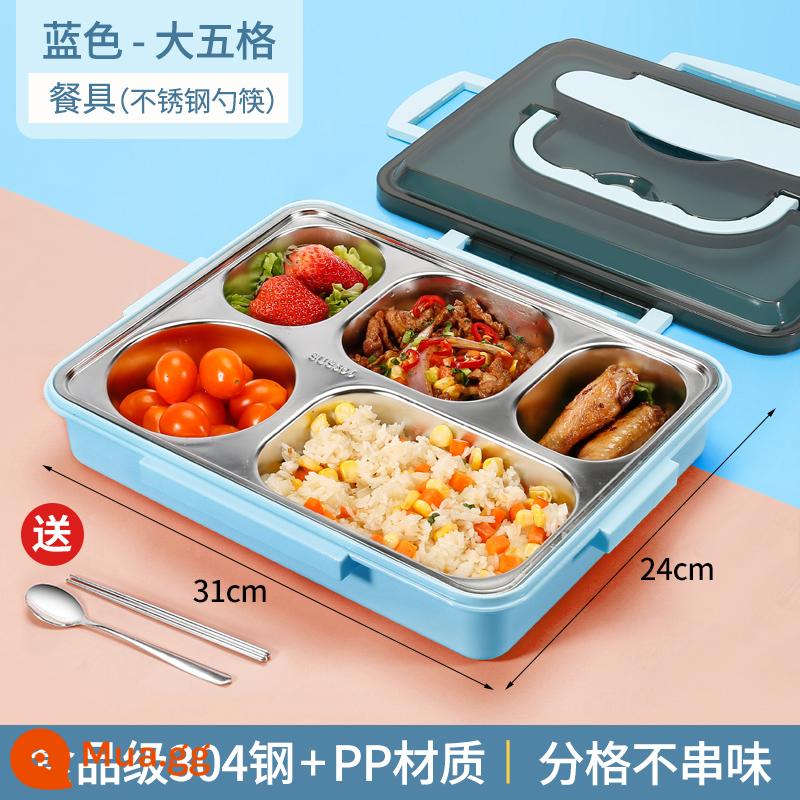 Bảo quản tươi và cách nhiệt Bento Box Box Công nhân Hộp sưởi Hộp ăn trưa của sinh viên Đặt lò vi sóng tách thức ăn nhanh - Size Lớn "Đặc Biệt Hôm Nay" - 5 Đĩa Màu Xanh (Bộ Đồ Ăn Miễn Phí)