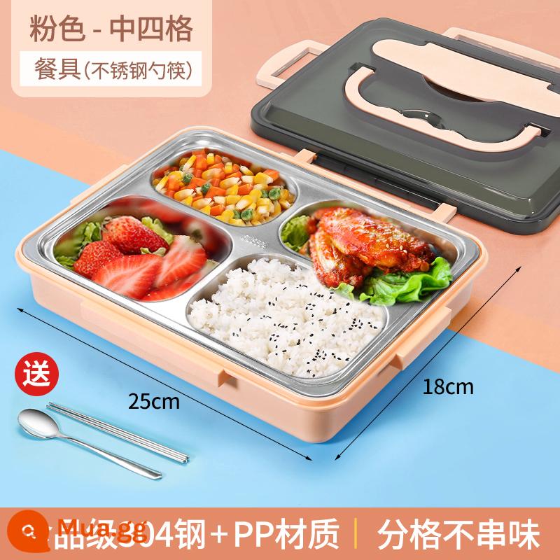 Bảo quản tươi và cách nhiệt Bento Box Box Công nhân Hộp sưởi Hộp ăn trưa của sinh viên Đặt lò vi sóng tách thức ăn nhanh - Món Vừa "Đặc Biệt Hôm Nay" - 4 Đĩa Hồng (Bộ Đồ Ăn Miễn Phí)