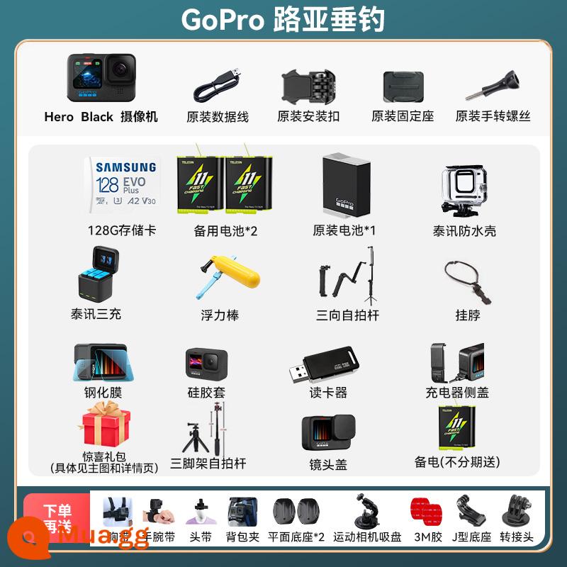 Flagship Store GoPro11/10 Camera Thể Thao Chống Nước Chống Rung Cưỡi Video Trực Tiếp Trượt Tuyết Selfie Cực Chó 9 - Tư vấn gói GoPro Lure Fishing Giảm Giá 4 Pin