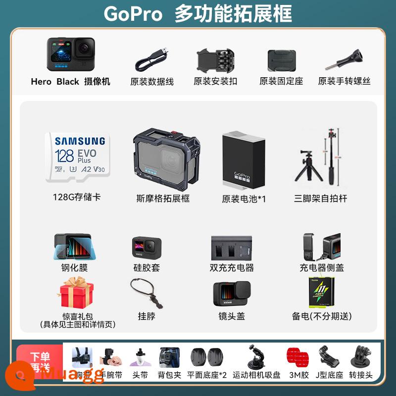 Flagship Store GoPro11/10 Camera Thể Thao Chống Nước Chống Rung Cưỡi Video Trực Tiếp Trượt Tuyết Selfie Cực Chó 9 - Gói hộp mở rộng đa chức năng GoPro Lồng thỏ thương hiệu chất lượng cao