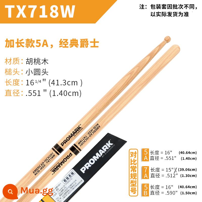 Dùi trống ProMark Drum Stick 5A/7A/5B American Walnut Signature Drum TX5AW Jazz Drum Hammer - Nhạc jazz mở rộng 5A TX718W