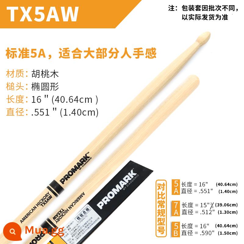 Dùi trống ProMark Drum Stick 5A/7A/5B American Walnut Signature Drum TX5AW Jazz Drum Hammer - 5A:TX5AW