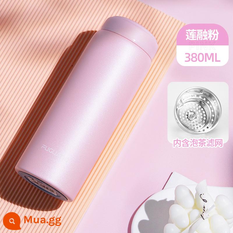 Fuguang Mini Cách Nhiệt Cốc Nữ Mùa Đông 316 Nam Di Động Nhỏ Gọn Bỏ Túi 200 Ml Mới Dung Tích Nhỏ Cốc Nước - Bột sen 380ml [có lọc + inox 304]