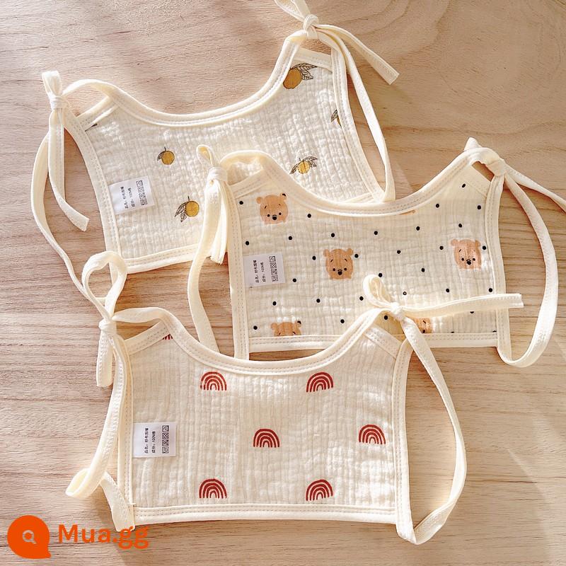 3 Gói Yếm Quai Vuông Cho Bé Sơ Sinh Nguyên Chất Cotton Dây Yếm Chống Thấm Nước Cho Bé Thắt Nước Bọt Khăn - Yếm dây 3 dây gạc mỏng 4 lớp mùa xuân hè Dot Bear series