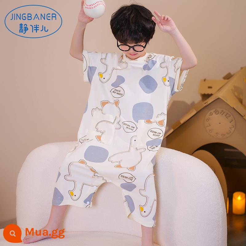 Bộ đồ ngủ trẻ em cotton nguyên chất chống đá chăn jumpsuit bé trai mùa hè mới cho bé điều hòa không khí quần áo thoáng khí nam kho báu quần áo gia đình - J0316