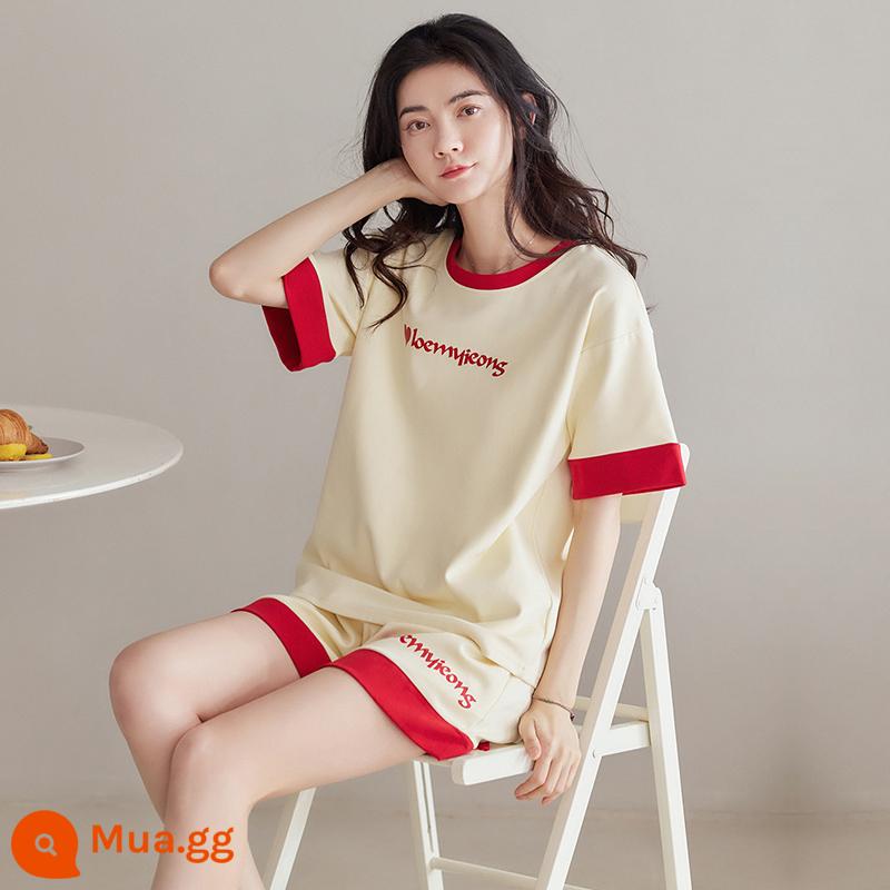 Bộ đồ ngủ nữ cotton mỏng mùa hè ngắn tay mẫu mới 2022 dễ thương có thể mặc ngoài mặc nhà mùa hè bộ đồ hai mảnh - TN5374