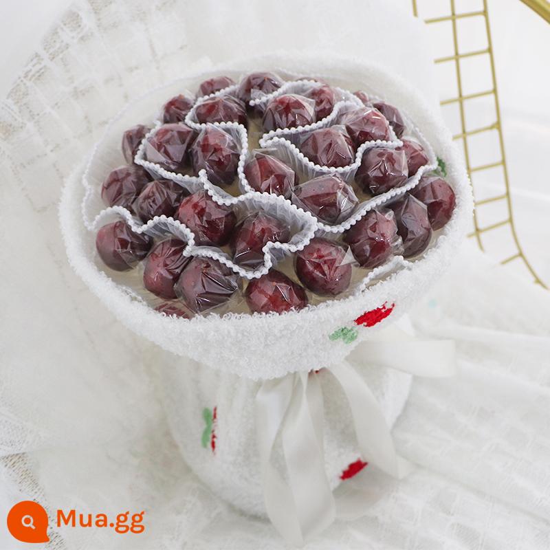 Giáng sinh Big Cherry Strawberry Apple Fruit Bouquet Courier trong cùng một thành phố - 33 quả anh đào lớn và bó hoa nhỏ thơm