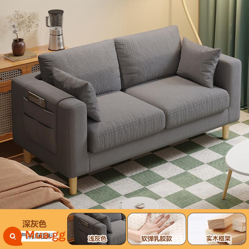 Sofa vải phòng khách 2023 mới khối đậu phụ đơn đơn giản hiện đại cho thuê ghế sofa đôi cho căn hộ nhỏ - Màu xám đậm [hoàn toàn có thể tháo rời và giặt được + kiểu cao su]