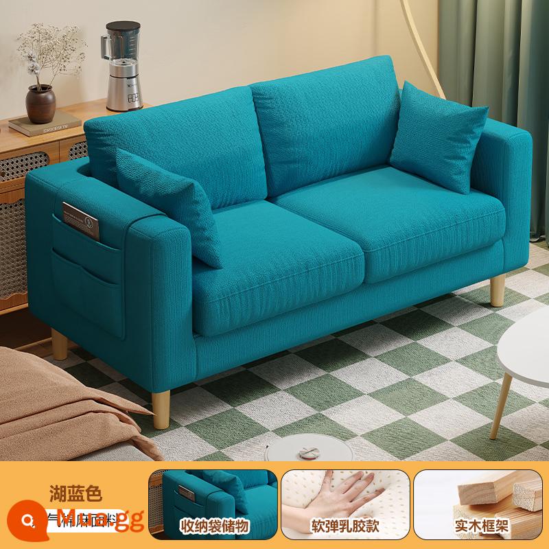 Sofa vải phòng khách 2023 mới khối đậu phụ đơn đơn giản hiện đại cho thuê ghế sofa đôi cho căn hộ nhỏ - Màu xanh hồ [hoàn toàn có thể tháo rời và giặt được + kiểu cao su]