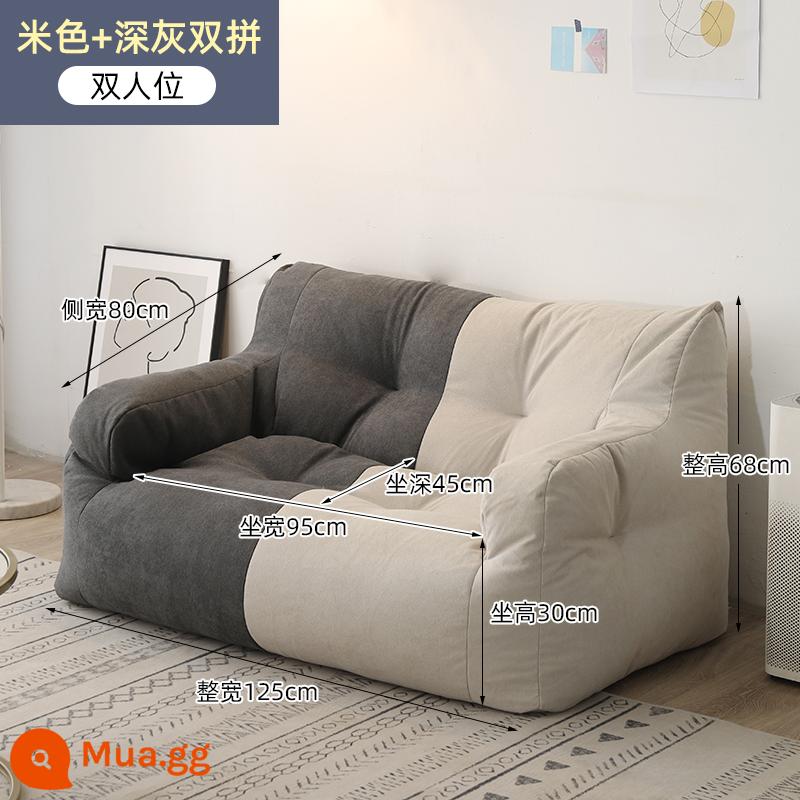 Sofa lười chiếu tatami đơn đôi lưới đỏ ins phong cách cho thuê nhà phòng ban công nằm sàn phòng ngủ sofa nhỏ - Trắng nhạt và Xám đậm [Kích thước mở rộng cho hai người]