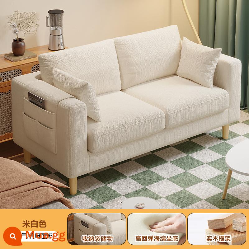 Sofa vải phòng khách 2023 mới khối đậu phụ đơn đơn giản hiện đại cho thuê ghế sofa đôi cho căn hộ nhỏ - Màu trắng nhạt [hoàn toàn có thể tháo rời và giặt được + kiểu xốp]