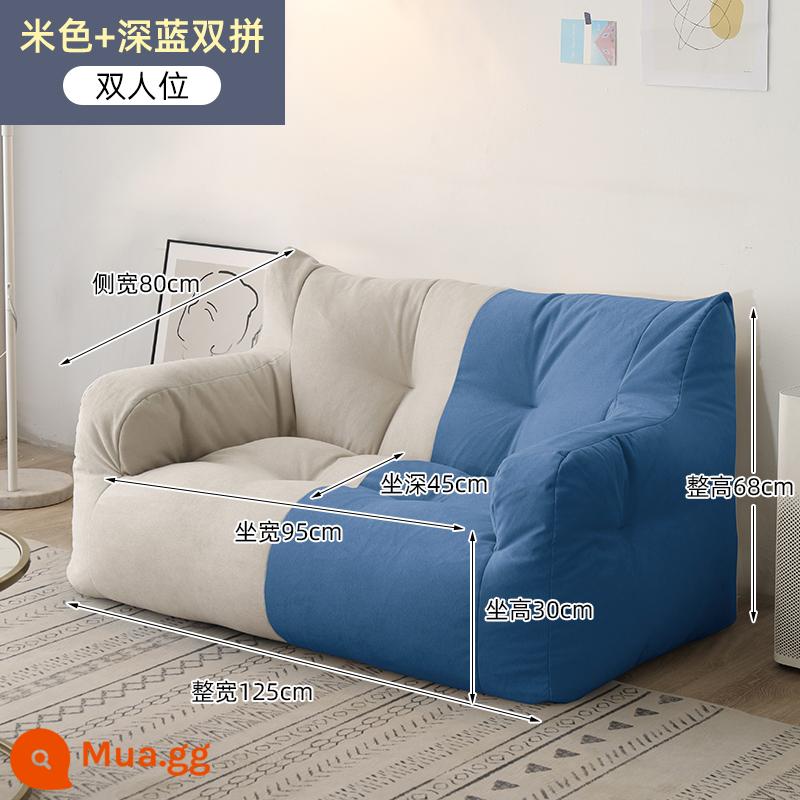 Sofa lười chiếu tatami đơn đôi lưới đỏ ins phong cách cho thuê nhà phòng ban công nằm sàn phòng ngủ sofa nhỏ - Trắng nhạt và Xanh đậm [Kích thước mở rộng cho hai người]