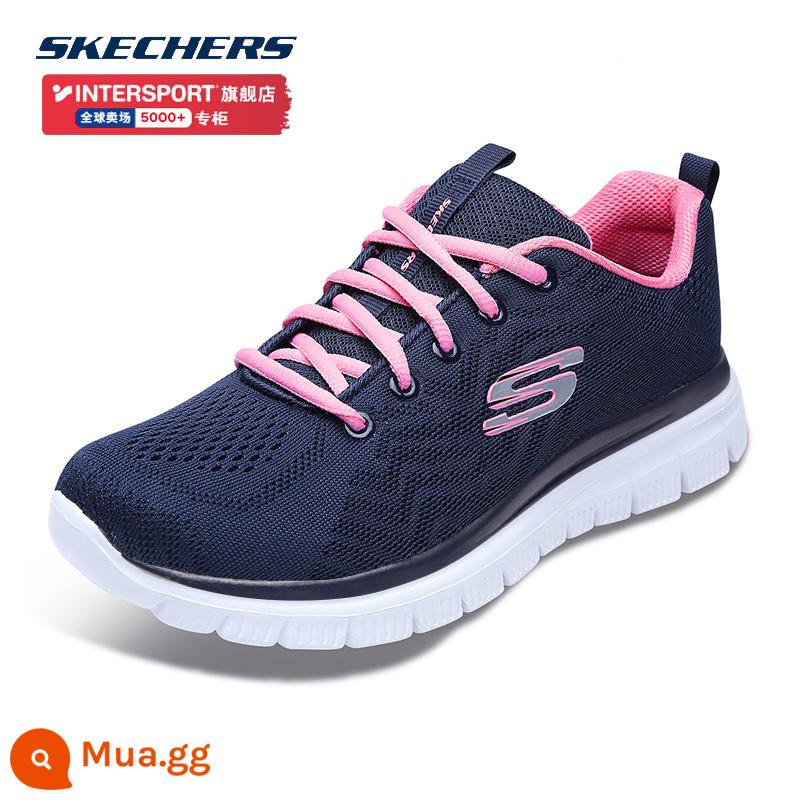 Giày SKECHERS nữ, giày mẹ, giày thể thao thoáng khí, giày chạy bộ cho người già, giày đi bộ, giày thường đế mềm, giày nữ cho người già - NVHP/màu hồng thoải mái thông thường/màu xanh nước biển