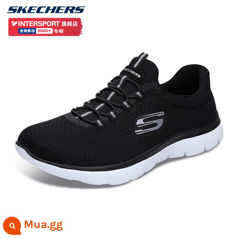 Giày SKECHERS nữ, giày mẹ, giày thể thao thoáng khí, giày chạy bộ cho người già, giày đi bộ, giày thường đế mềm, giày nữ cho người già - 12980-BKW đen/trắng