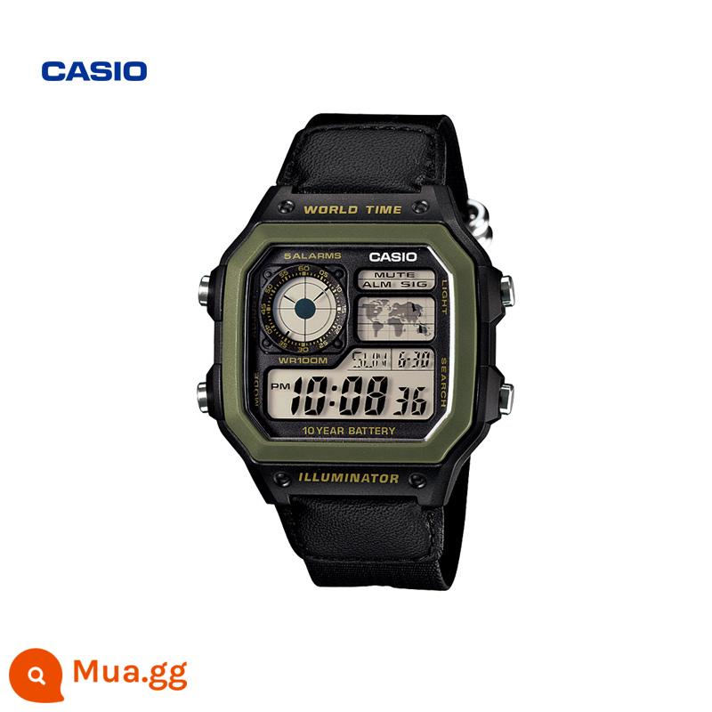 Cửa hàng hàng đầu của Casio AE-1200WHB đồng hồ nam thời trang học sinh mặt vuông nhỏ chống thấm nước Trang web chính thức chính thức chính hãng - AE-1200WHB-1BVDF