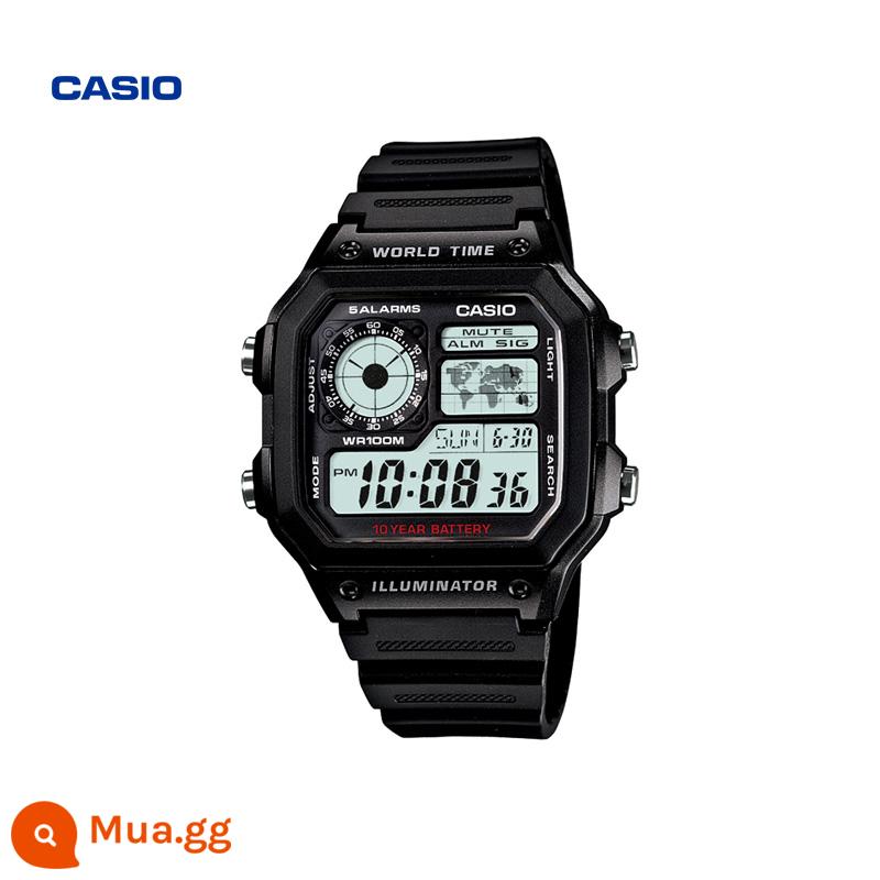 Cửa hàng hàng đầu của Casio AE-1200WHB đồng hồ nam thời trang học sinh mặt vuông nhỏ chống thấm nước Trang web chính thức chính thức chính hãng - AE-1200WH-1AVDF