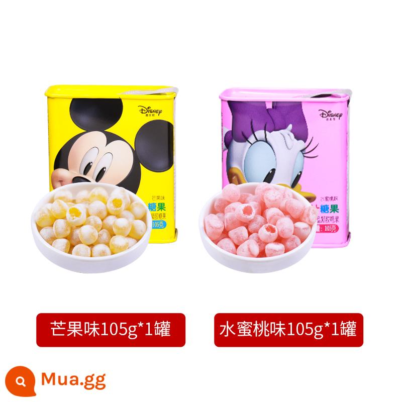 Nước trái cây Disney Hộp quà tặng kẹo mềm Tin Can Fruit QQ Sugar Festival Quà tặng Đồ ăn nhẹ cho trẻ em Disney Kẹo - Kẹo nước trái cây hộp sắt vị xoài + đào 105g*1 lon