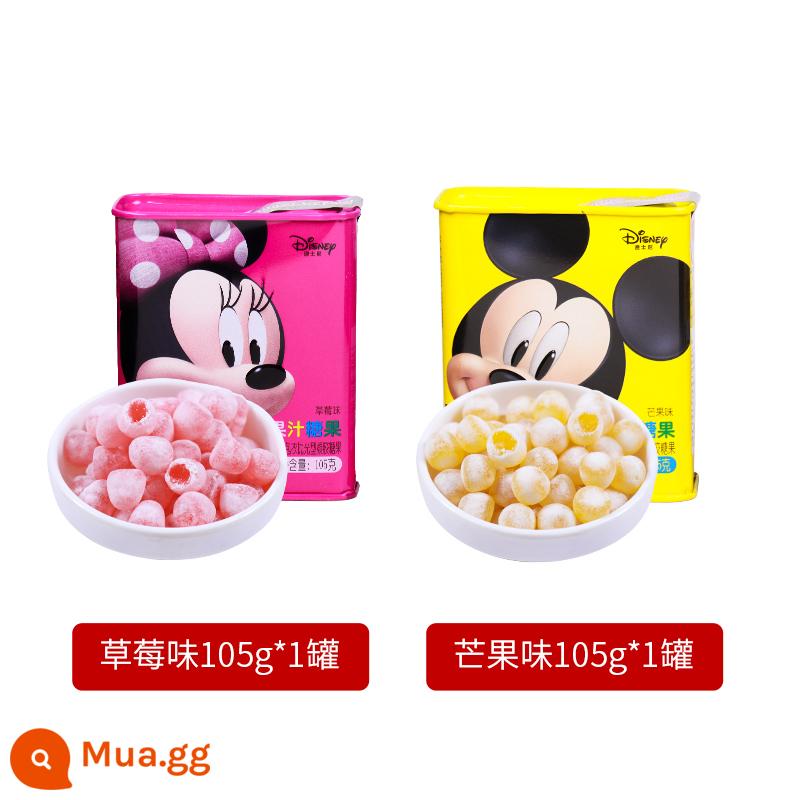 Nước trái cây Disney Hộp quà tặng kẹo mềm Tin Can Fruit QQ Sugar Festival Quà tặng Đồ ăn nhẹ cho trẻ em Disney Kẹo - Kẹo nước trái cây hộp sắt vị dâu + xoài 105g*1 lon