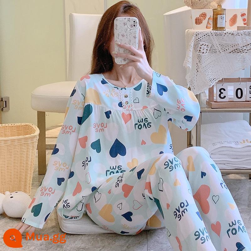 Bộ đồ ngủ cotton lụa mùa xuân và mùa thu mới 2023 cho nữ mùa hè mỏng cotton lụa mùa hè bộ quần áo mặc ở nhà điều hòa không khí - HDX dài tay-TT004-nữ