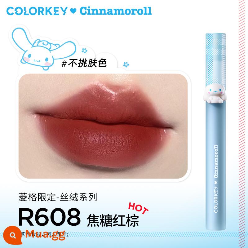 Colorkey Kelaqi son môi nhỏ màu đen bề mặt gương nước ánh sáng son bóng R702 thủy tinh môi cô gái mùa thu và mùa đông mà không cần trang điểm tự nhiên - [Quế Chó] Velvet R608