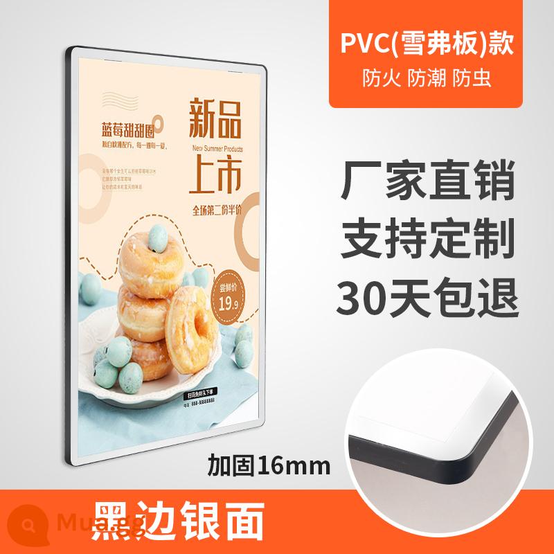 Khung quảng cáo thang máy hút từ tính khung áp phích khung hợp kim nhôm loại khung có thể thay thế a3a4 khung ảnh khung ảnh khung hiển thị tùy chỉnh - Mẫu PVC bạc viền đen