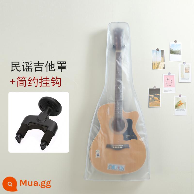 Bao đàn guitar chống bụi đàn piano quần áo đàn guitar điện bao đàn chống bụi nhạc cụ Bao đàn piano bằng gỗ ballad bao trong suốt không thấm nước có thể treo trên tường - Nắp mở lưng đàn guitar dân gian + móc đơn giản