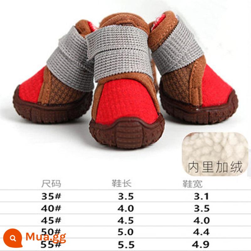 Giày chó Pet Dogs nhỏ và giày chó Teddy, một bộ giày 4 con chó con, không dễ thả giày cotton chó cưng thoáng khí - Plus màu đỏ nhung (ấm áp/chống trơn trượt)