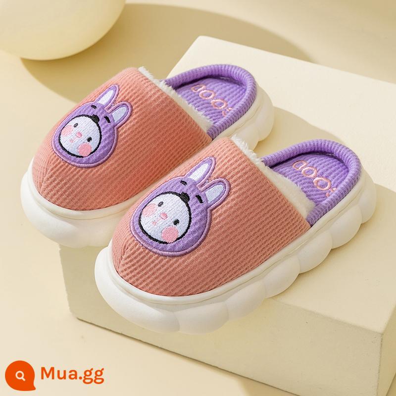 Dép bông trẻ em Mùa thu và mùa đông Boys Dép dép dễ thương Cô gái trong nhà trong nhà cha mẹ -Child Baby Home Shoes 2022 MỚI - Thỏ nhỏ dễ thương màu hồng mục vụ