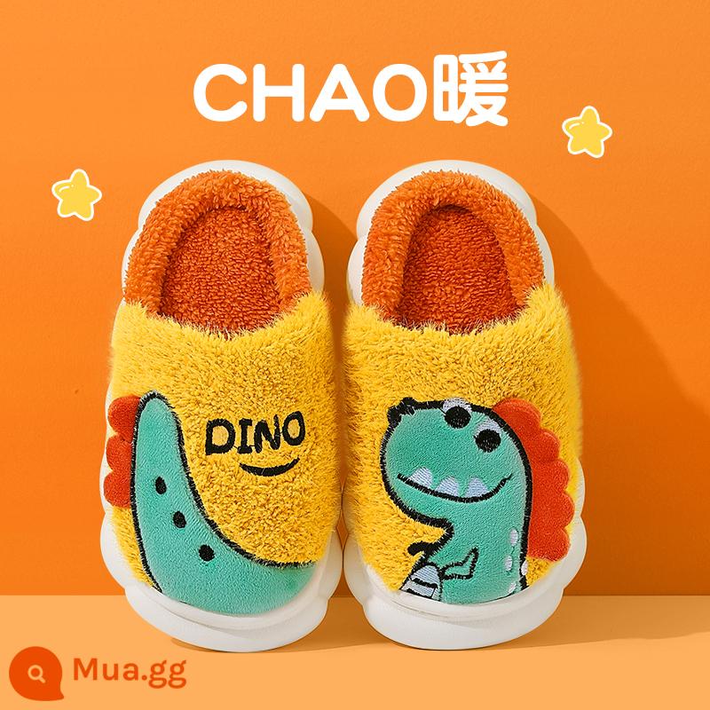 Dép bông trẻ em Mùa thu và mùa đông Boys Dép dép dễ thương Cô gái trong nhà trong nhà cha mẹ -Child Baby Home Shoes 2022 MỚI - Khủng long màu cam mùa đông